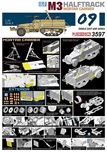 Dragon 1/35 Scale Israeli Defense Forces (IDF) M3 Half-Track with Mortar, Plastic Model Kit DR3597