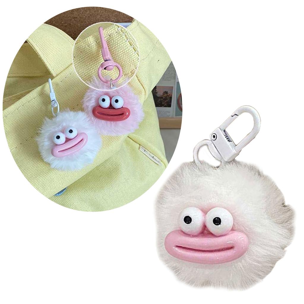 Eye Catching Keychain Colorful Sausage Mouth Pendant Keyring Furry Ball Key Chain Portable Keyrings Accessory for Women