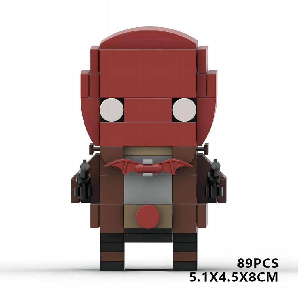 MOC Building Blocks Set Square Head Boy Building Blocks Red Hood Assembly Assembled Building Blocks Toy Model Gift Boy