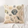 Cute Conch Print Cushion Cover Linen Organic Fabric DoubleSided Printing Sofa Breathable Home Decor Gift Pillow Case