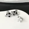 Enamel Love Saturn Stud Earrings Star Black High-End Cold Wind Niche Design No Ear Piercings Ear Bone Clip