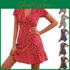 Vneck Summer Womens Floral Sexy Print Dress Casual Short Skirt