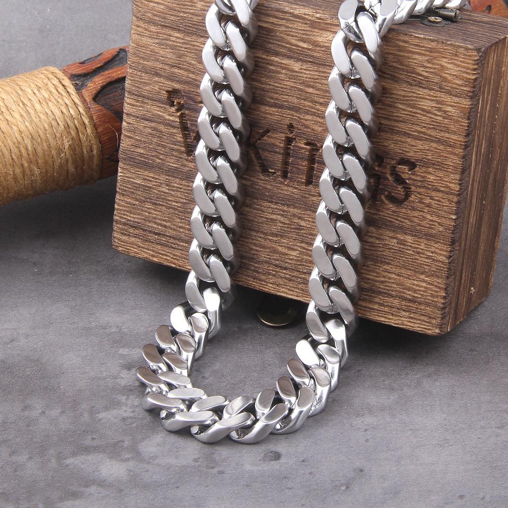 Viking Cast Cuban Chain Male Thin Stainless Steel Bracelet and Necklace Polished Chain Four Sides Cut Boyfriend Gift