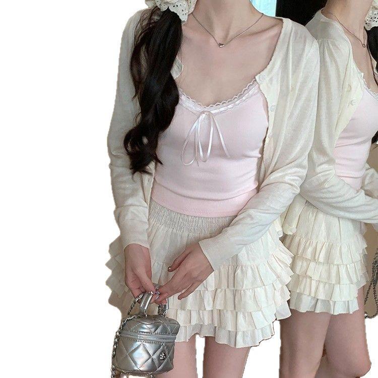 Sleek Lace Trim Camisole Tank with Chest Pads: Backless, Bow-Accented for Women