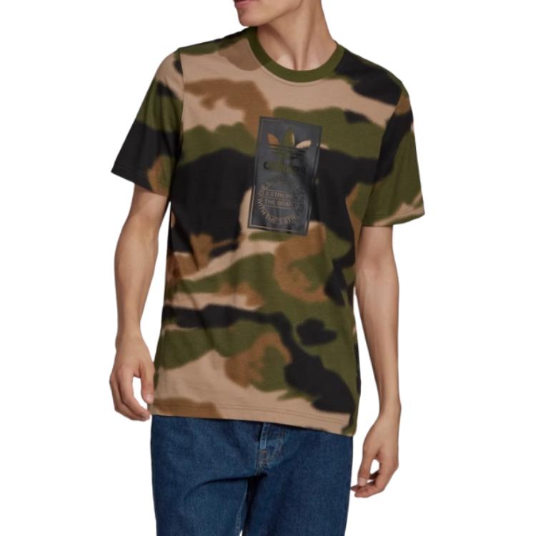 adidas Casual Camouflage Sport Short-Sleeved T-Shirt Men Tops Green GN1863