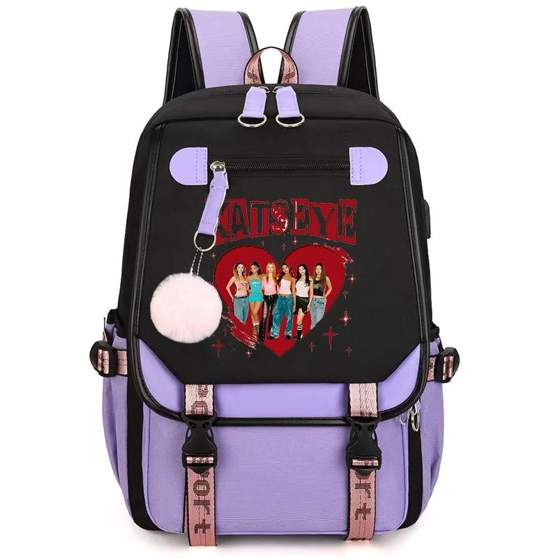 Katseye K-Pop Girl Group Print School Backpack for Students Daily Commute 1216-2, Lightweight Water-Resistant Large Capacity Bookbag