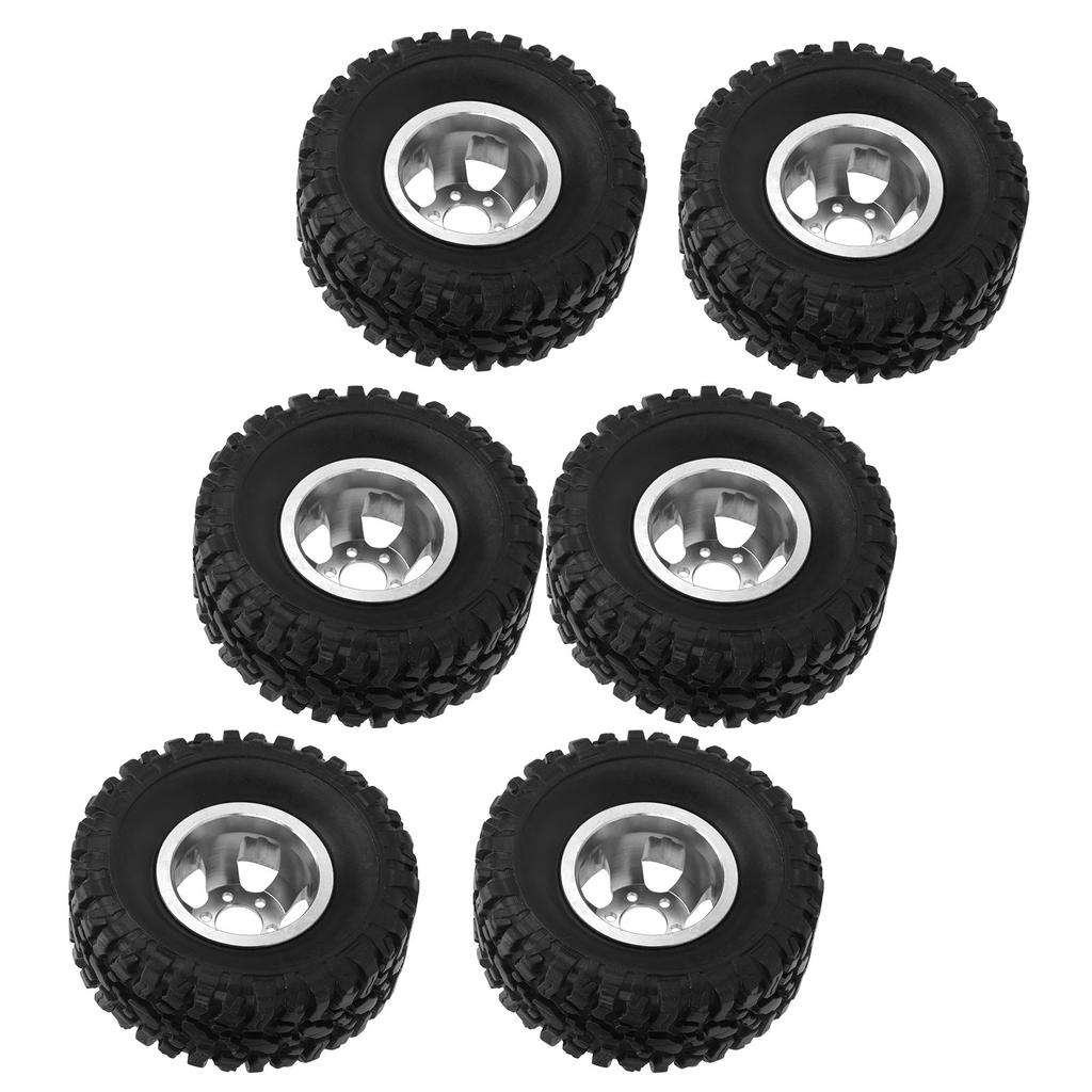 RC Rubber Tires with Aluminum Alloy Wheel Hub for WPL C14 C24 C34 C44 B14 B24 B16 B36 4WD Car