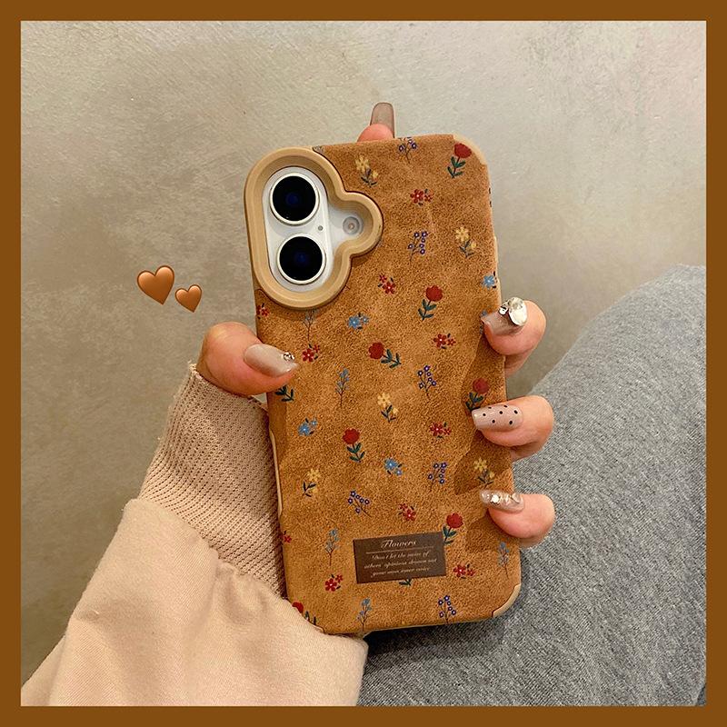 Autumn and Winter Leather Full Screen Flowers Are Suitable for Apple 16 Mobile Phone Case IPhone 15 Protective Case Apple 14 Full Cover Protection