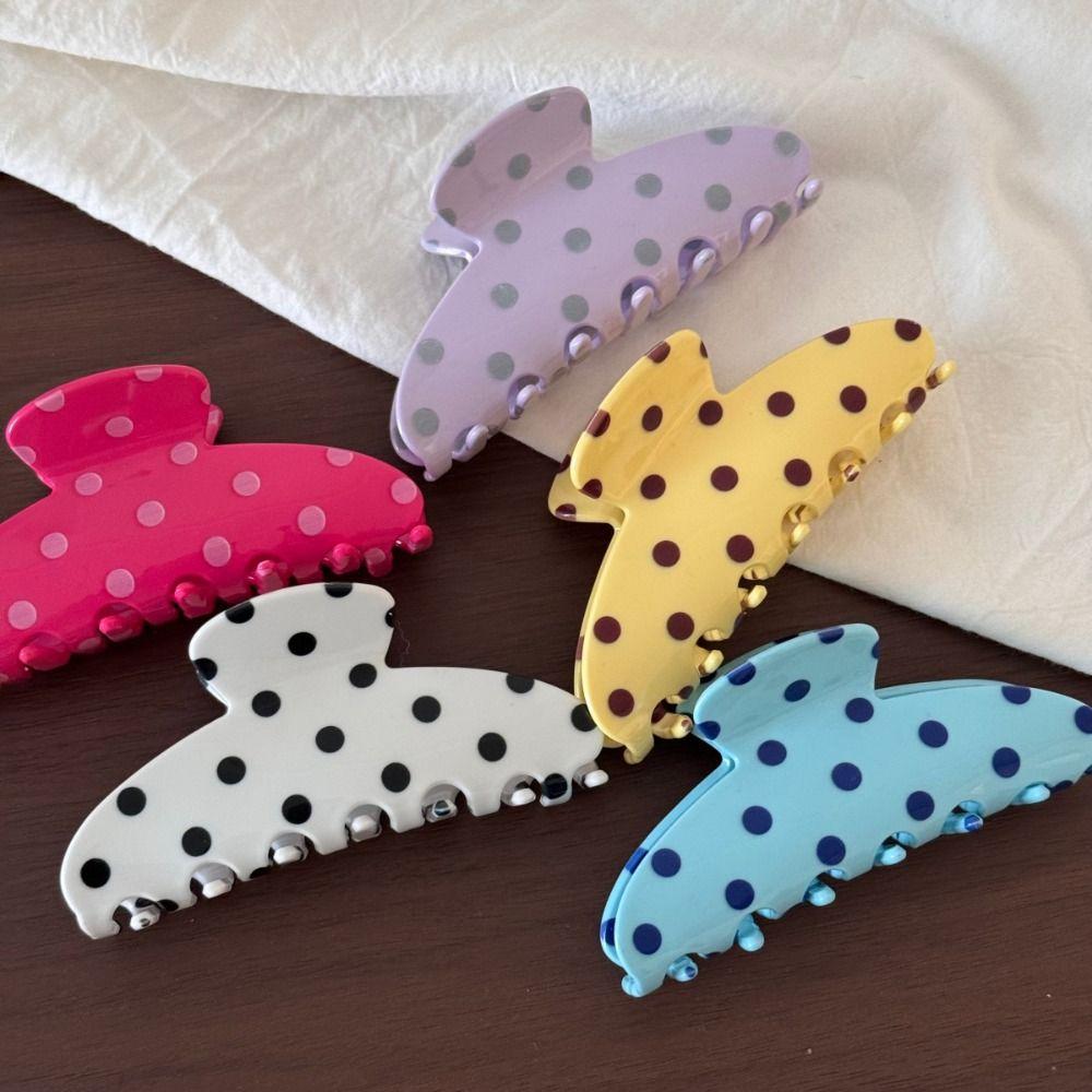 Large Acetic Acid Hair Claw Retro Acetate Shark Clip Personalized Polka Dot Hair Clip Vacation