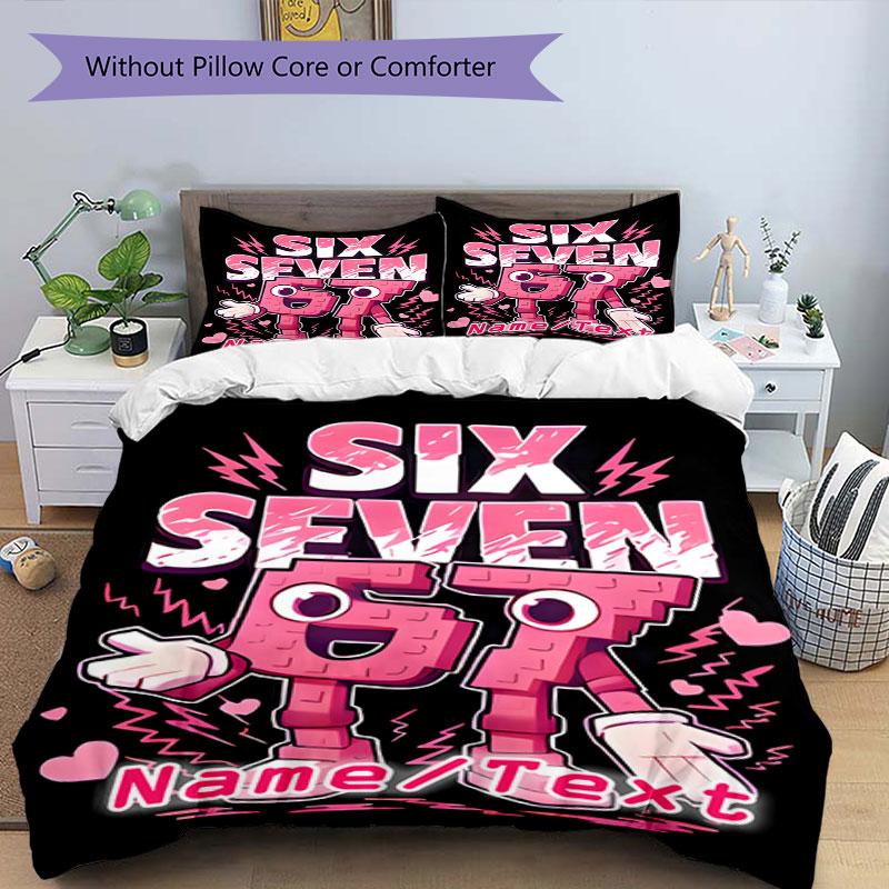 3PC Custom Name "Six Seven GT Energy" Bedding Set Printed Bedding Set Duvet Cover Closure Includes 1 Duvet Cover & 117 Pillowcases for Bedroom