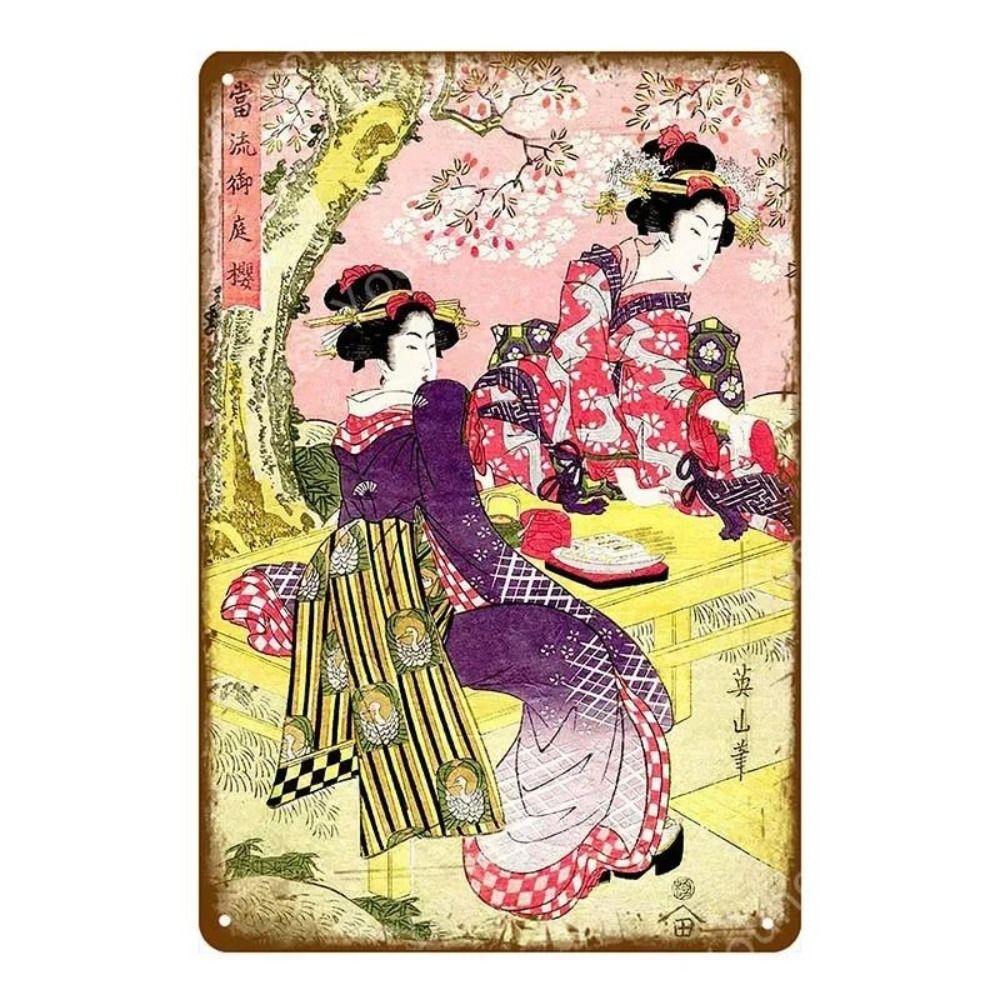 Metal Poster Japanese Ukiyo-e Retro Wall Art Vintage Home Bar Cafe Decor
