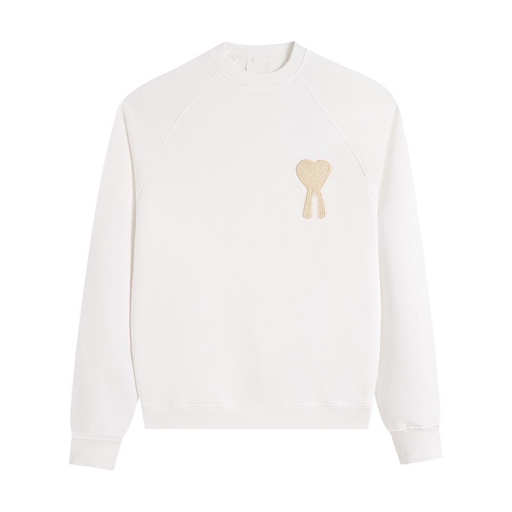 Sweat à capuche au crochet pour automne-hiver, unisexe, avec broderie en forme de cœur, manches longues, col rond.