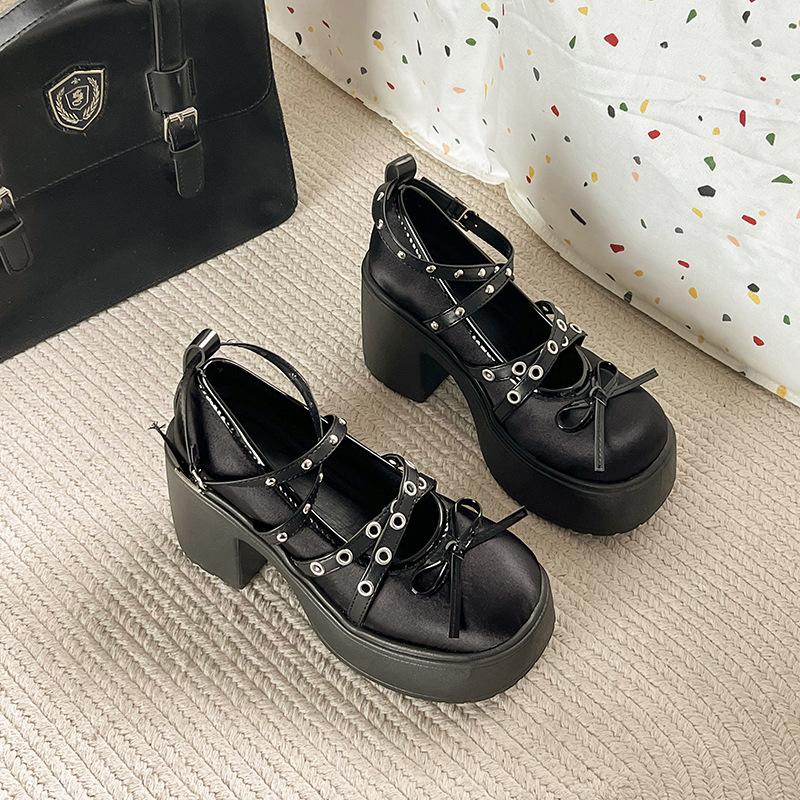 

Модные маленькие кожаные туфли ретро на толстом каблуке и платформе французские туфли Мэри Джейн женские новые весенне-летние туфли с неглубоким горлом и юбкой одинарные туфли 35 чёрный