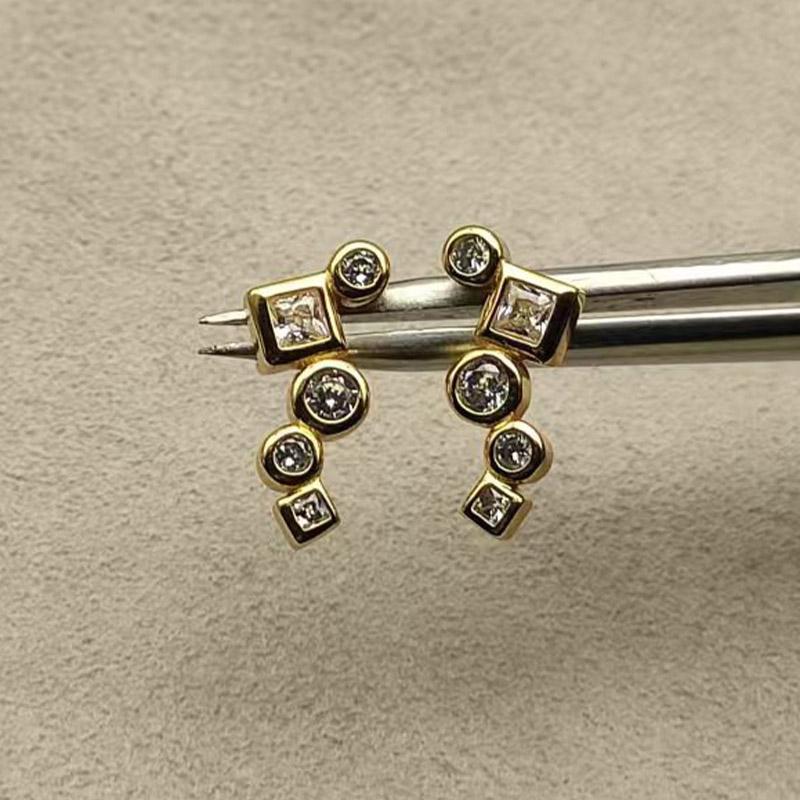 High Quality Classic Fashion Jewelry Trendy David Yurm Sparkling Zircon 24K Gold Plated Original Logo Earrings Gift
