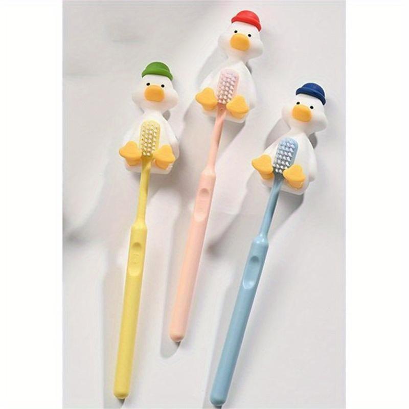 

3pcs Cute Duck Silicone Hooks Adorable Yellow Green Hat Design, No Drill Suction Cup Toothbrush Holder, Mask Organizer, Hair Accessory Storage Top Hat Duck