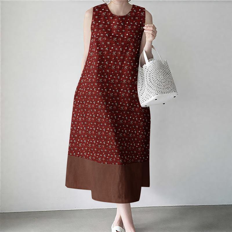 ZANZEA Women Summer Round Neck Casual Sleeveless Floral Dress