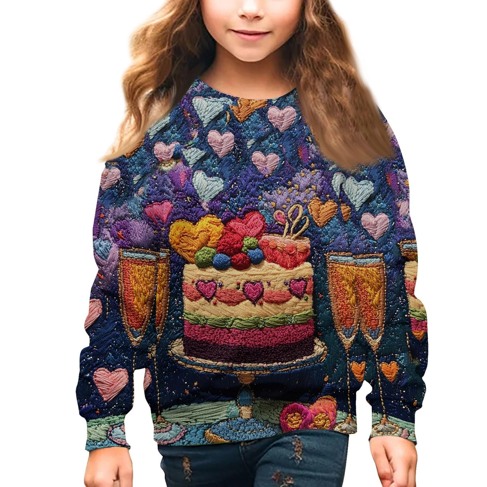 

Мальчики и девочки круглый вырез свитера для детей День святого Валентина вышитый принт топы 140 фиолетовый