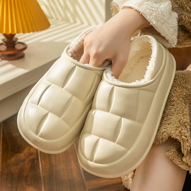 Winter Home Cotton Shoes Women'S Thickened, Anti Slip, Waterproof, Snow Proof, Warm External Wear Cotton Slippers For Men