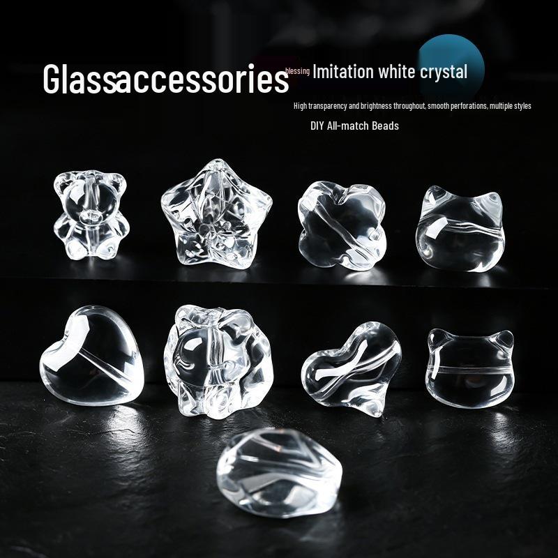 Handmade White Crystal Glass Carving Beads for DIY Bracelets
