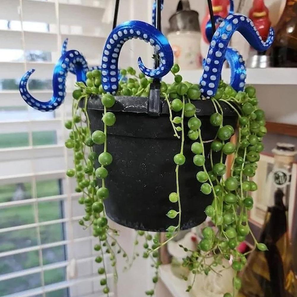 7 Stück Neue High-End Oktopus-Tentakel-Pflanzstäbe Harz Leuchtende Dekorations-Pflanzstäbe Lustige Halloween-Pflanzen-Ornamente Dekoration
