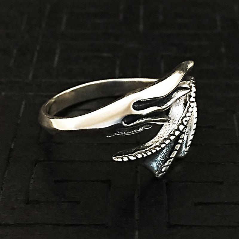 Retro Demon Dragon Wings Ring For Men Women Punk Gothic Open Ring Handmade Designer  Unisex Accessories Gift For Lovers