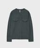 NOIRER Geripptes Henley-Langarm-T-Shirt (Dunkelgrau)