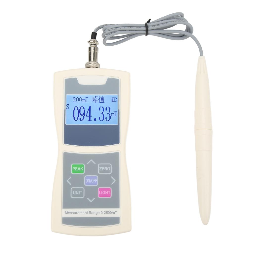 Handheld Magnetic Field Tester 0 to 2500mT Portable Backlit Display Digital Tesla Meter