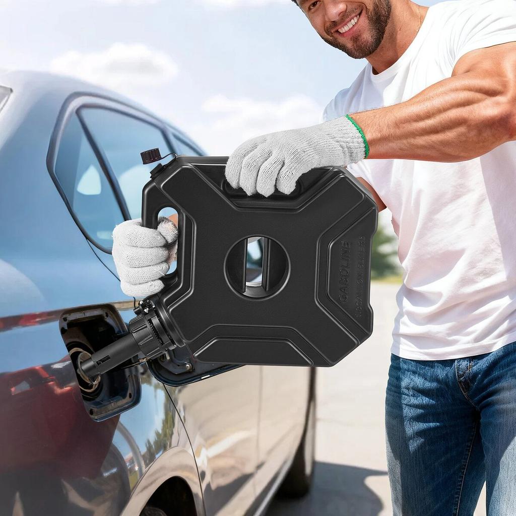 Fuel Container, 5 L, Gas Can with Spout and Lockable Bracket, 15 L/min Max Flow Rate, Secure & Leak-proof, Portable Flat Fluid Container for Most Cars