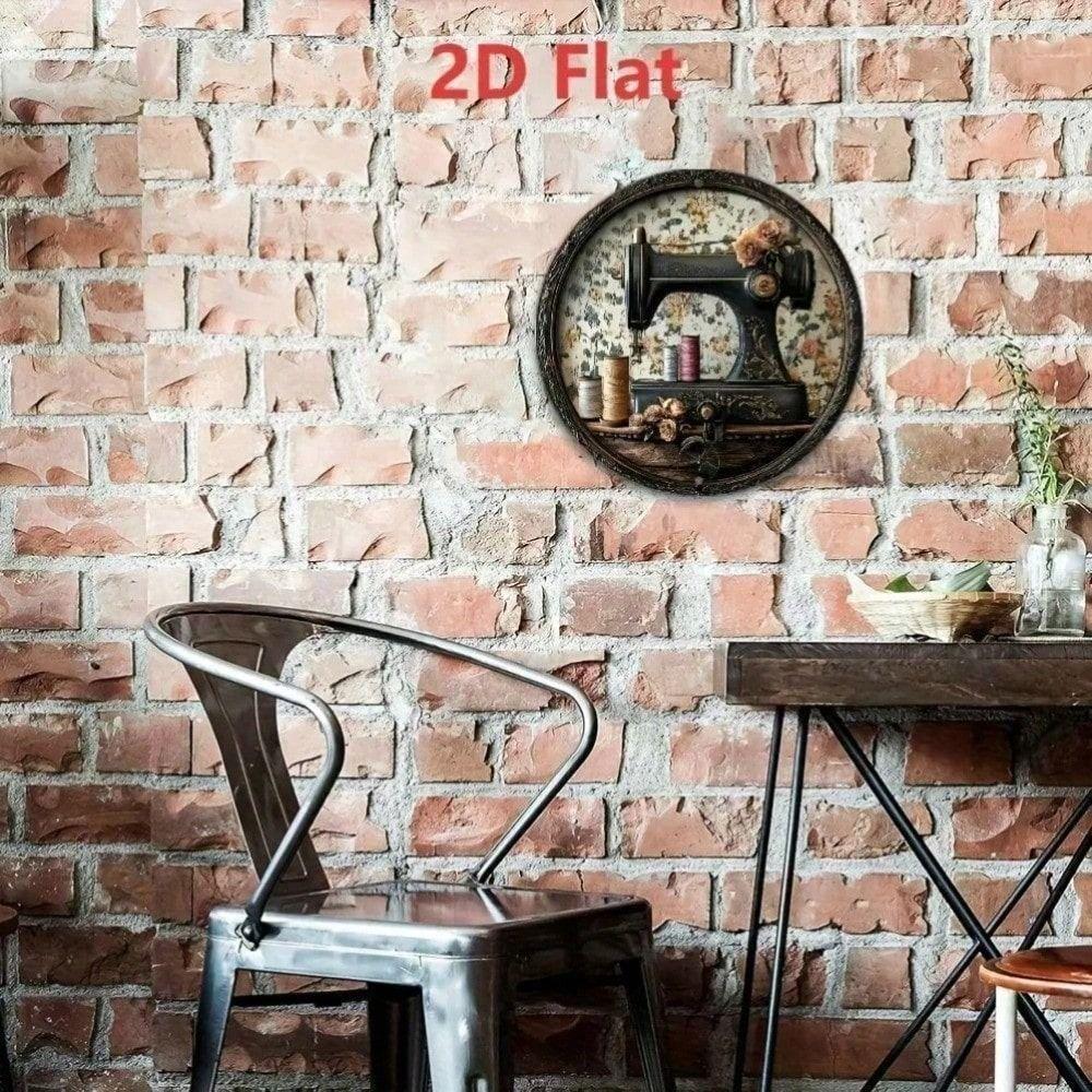 Vintage Sewing Machine Metal Wall Art Retro Decor for Living Room