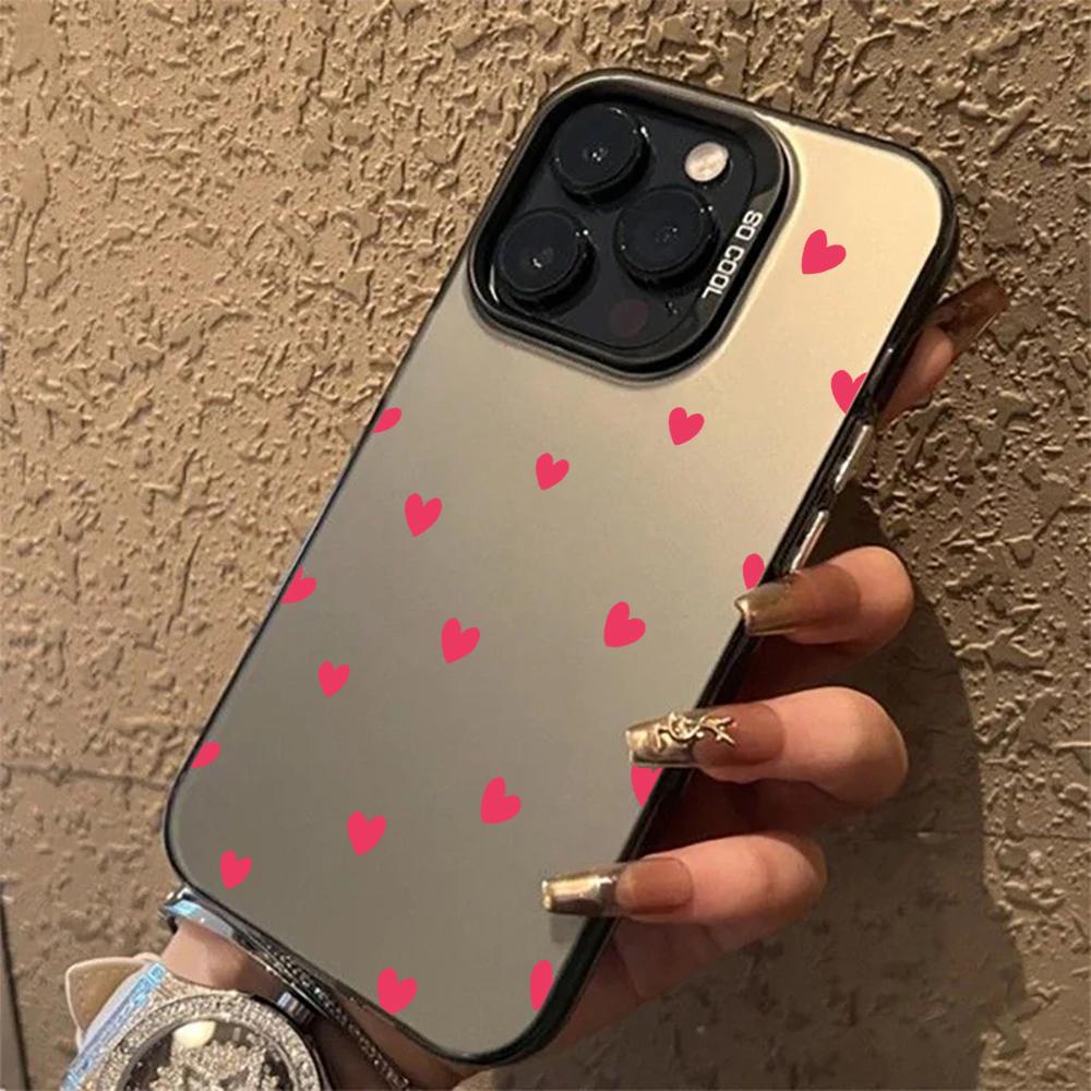 Pink Love Heart Couple IMD Phone Case For iPhone 17 15 Pro Max Cases iPhone 11 12 13 ProMax 14 16 Plus 7 XS XR Shockproof Funda