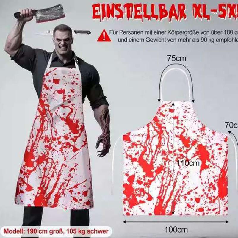 Horror Halloween Bloody Apron Costume Set Adult Cosplay Role Play Scary Butcher Outfit With Stained Design