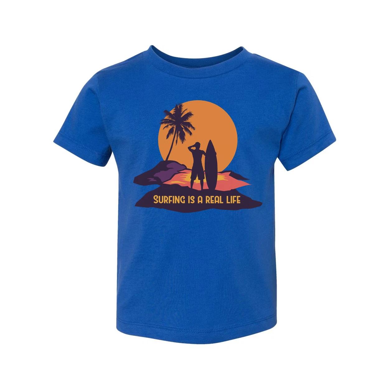 

Unisex Surfing Graphic Tee With Silhouette Of Surfer And Palm Tree Against Sunse 4XL