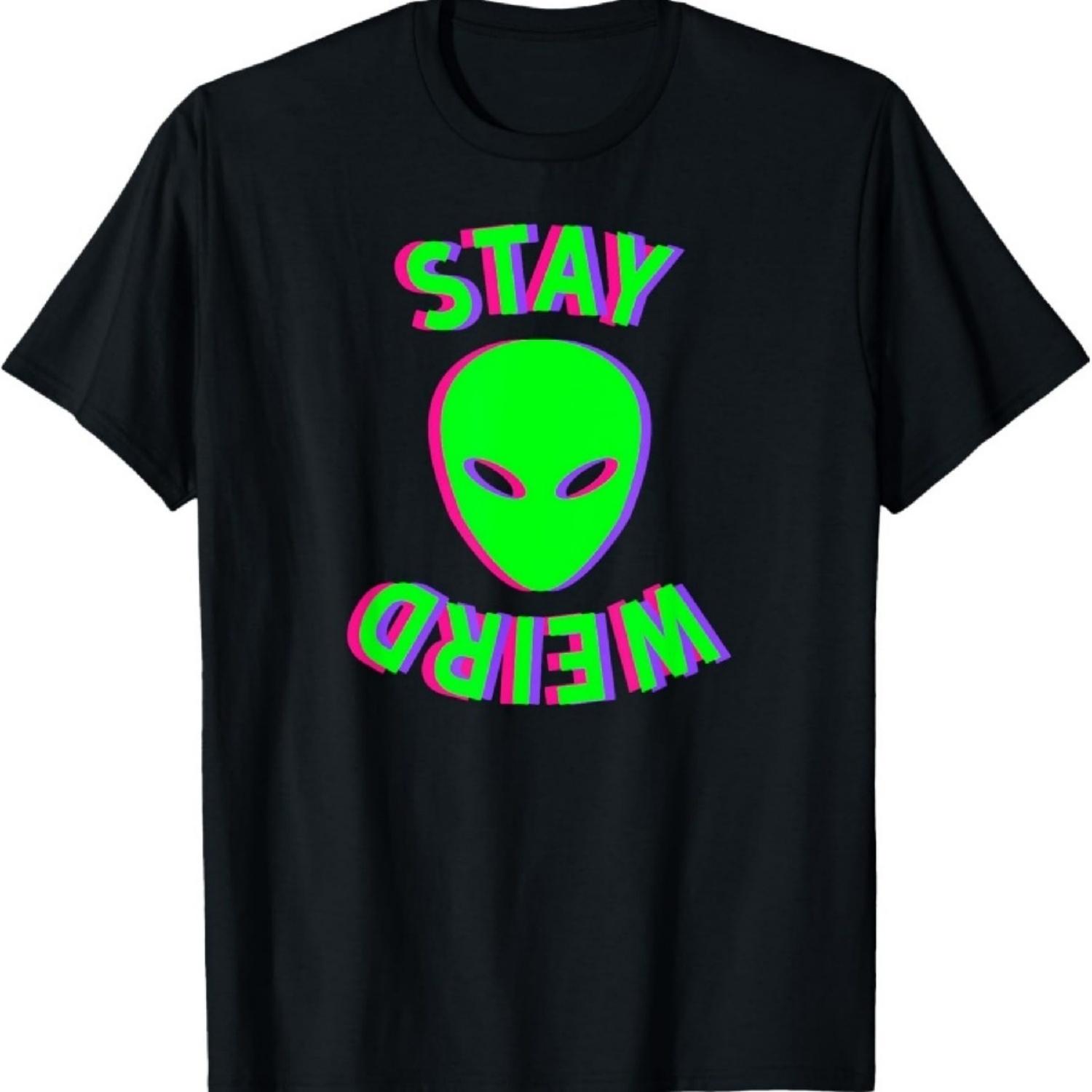 

Awesome Stay Weird Alien Face Glitch UFO Extraterrestrial T-Shirt XXXXXL чёрный
