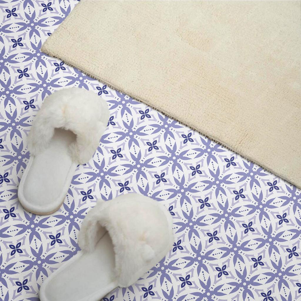 Naklejane Kafelki Pcv Z Motywem Idealne Do Przedpokoju Wzór Geometryczny Z Kwiatami 10X40X20 Cm