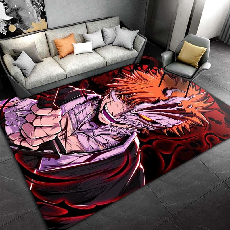 Anime-Inspired Carpet with Fiery Character Design Red Art Style Suitable for use as an anti-slip for living room bedroom sofas