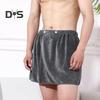 Men Beach Towel Culottes Elastic Waist Button Closure Solid Color Towel Skirt Swimwear Beach Shower Gym Pajamas Shorts