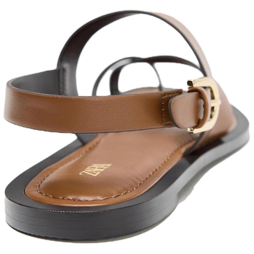 Zara Pu Comfortable Flat Versatile Strap Sandals Women Sandals Brown 2617510105