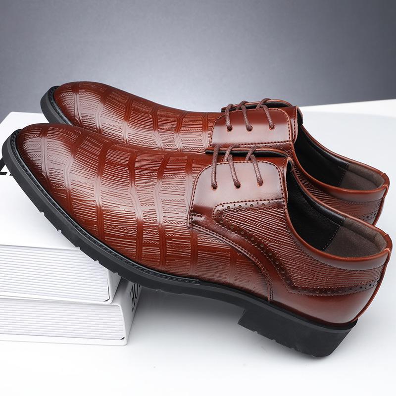 

Men s leather shoes business dress Korean version black 2021 new autumn soft surface platform wedding groom shoes 44