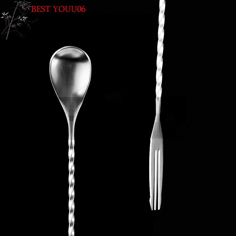 Taille S/L Acier Inoxydable Bar Agitateur à Cocktail Cuillère à Mélanger Tige Filetée Cuillère à Cocktail Agitation Bartending Outil de Bar Vin Accesso