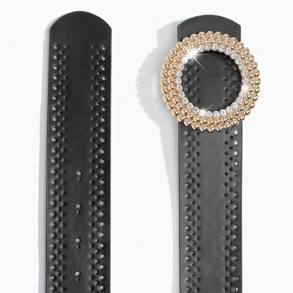 Retro Wide Belt Hollow Hollow Belts New Black Waistband for Women Girls