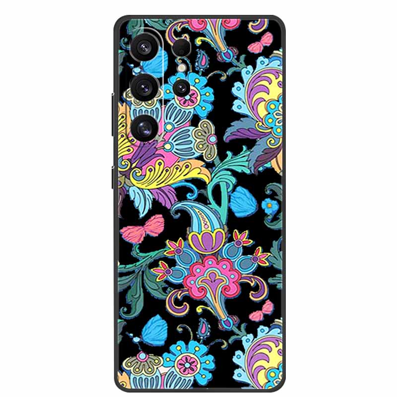 For Samsung Galaxy S26 Ultra Case Cute Floral Black Luxury Soft Silicone Back Cover For Samsung S26 Ultra Cases GalaxyS26 Ultra
