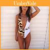 Luxurious Leopard One Piece Bikini Bathing Patchwork Padded Deep V Bandage Halter Swimsuit