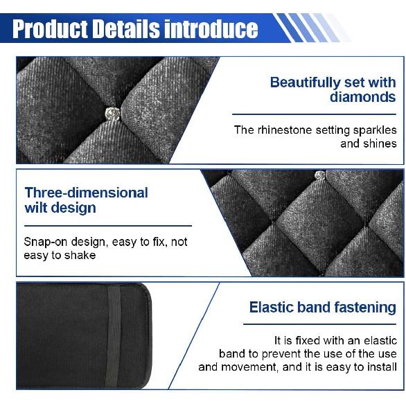 Plush Car Center Console Pad, Bling Diamond Car Armrest Cover, Soft Seat Box Cover Protector, Universal Car Interior Decoration Accessories Fit Most