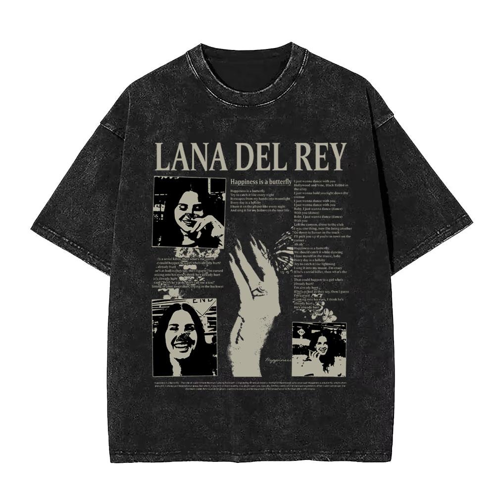 Washed Vintage WashedLana Del Rey  Tour Tshirt Men Women Hip Hop Fashion Pop Music Tshirts Unisex Casual Cotton T Shirts