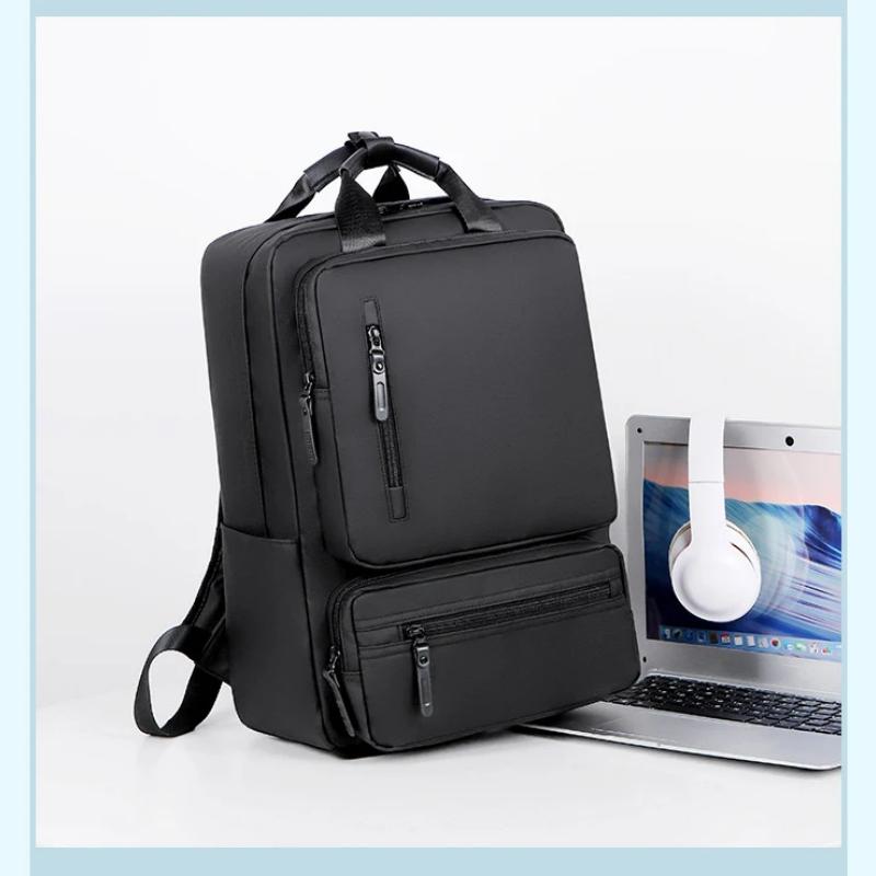Men Business Style Backpack Casual Multifunctional Multi-pocket Laptop Shoulders Bag Comfortable Breathable Short Trip Pack