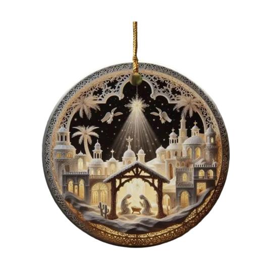 Acrylic Pendant Christmas Decoration with Lanyard Easy To Hang Nativity