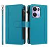 For Oppo Reno13 Pro 5G Leather Case 9 Card Slots Zipper Wallet Stand Phone Cover with Wrist Strap