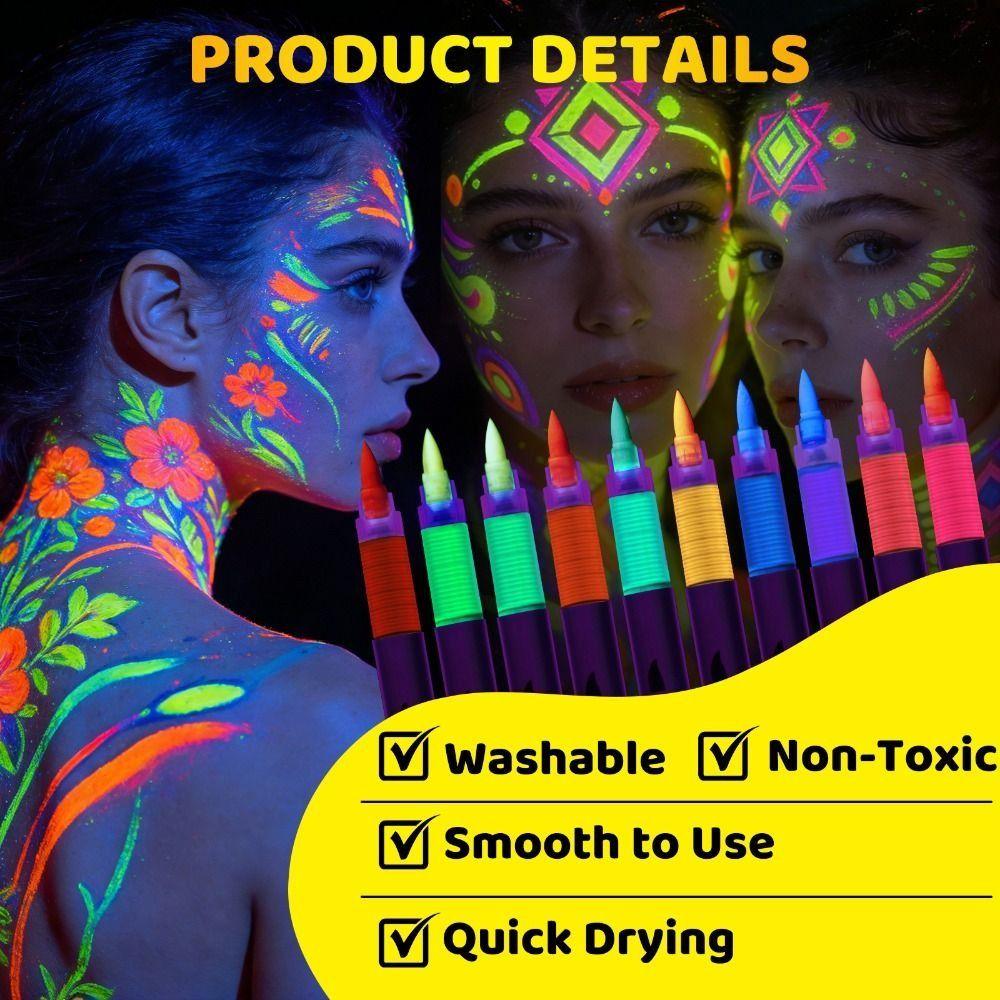 Colorful Fluorescent Highlighters Quick Drying Body Painting Pen  Holiday Party