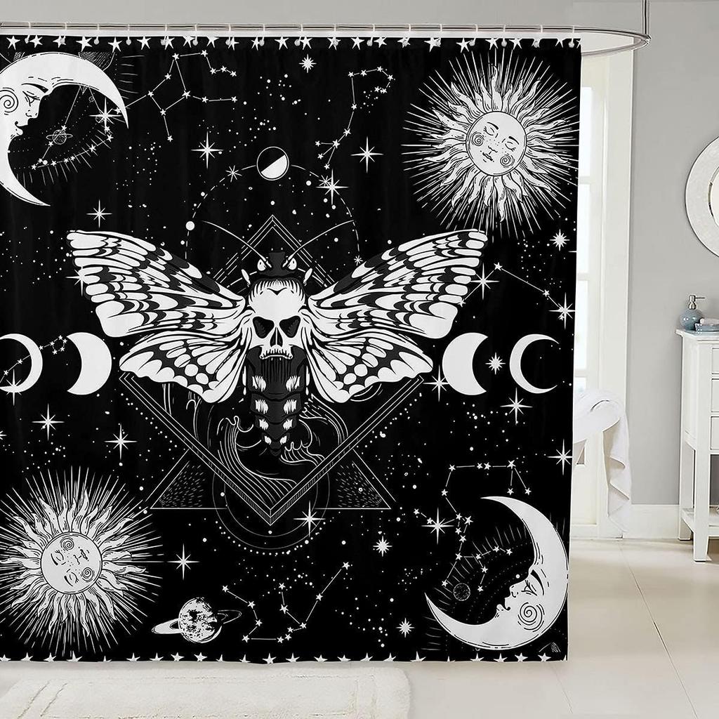 Psychedelic Butterfly Vintage Mushroom Shower Curtain Dragonfly Boho Bathroom Decoration Polyester Fabric Bath Curtain with Hook