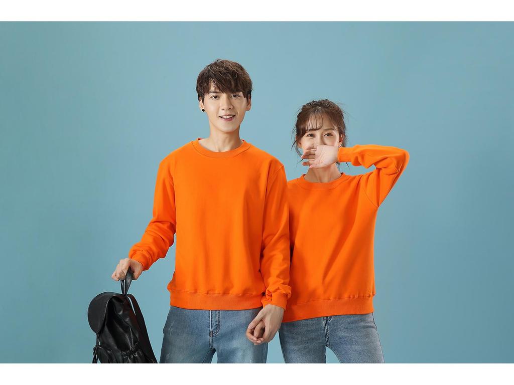 Autumn Solid Color Crew Neck Custom Sweatshirt for Couples & Groups